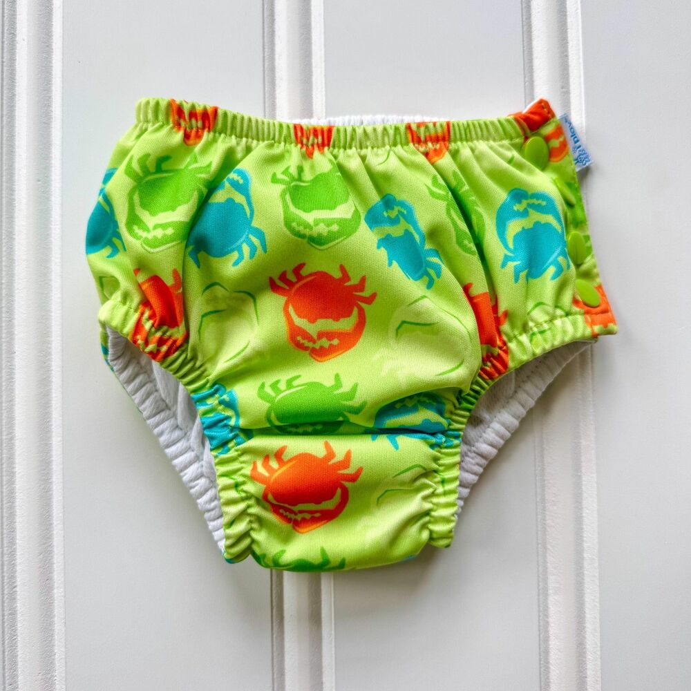I Play Crab Print Baby Swim Diaper with Side Snaps | 12 Months